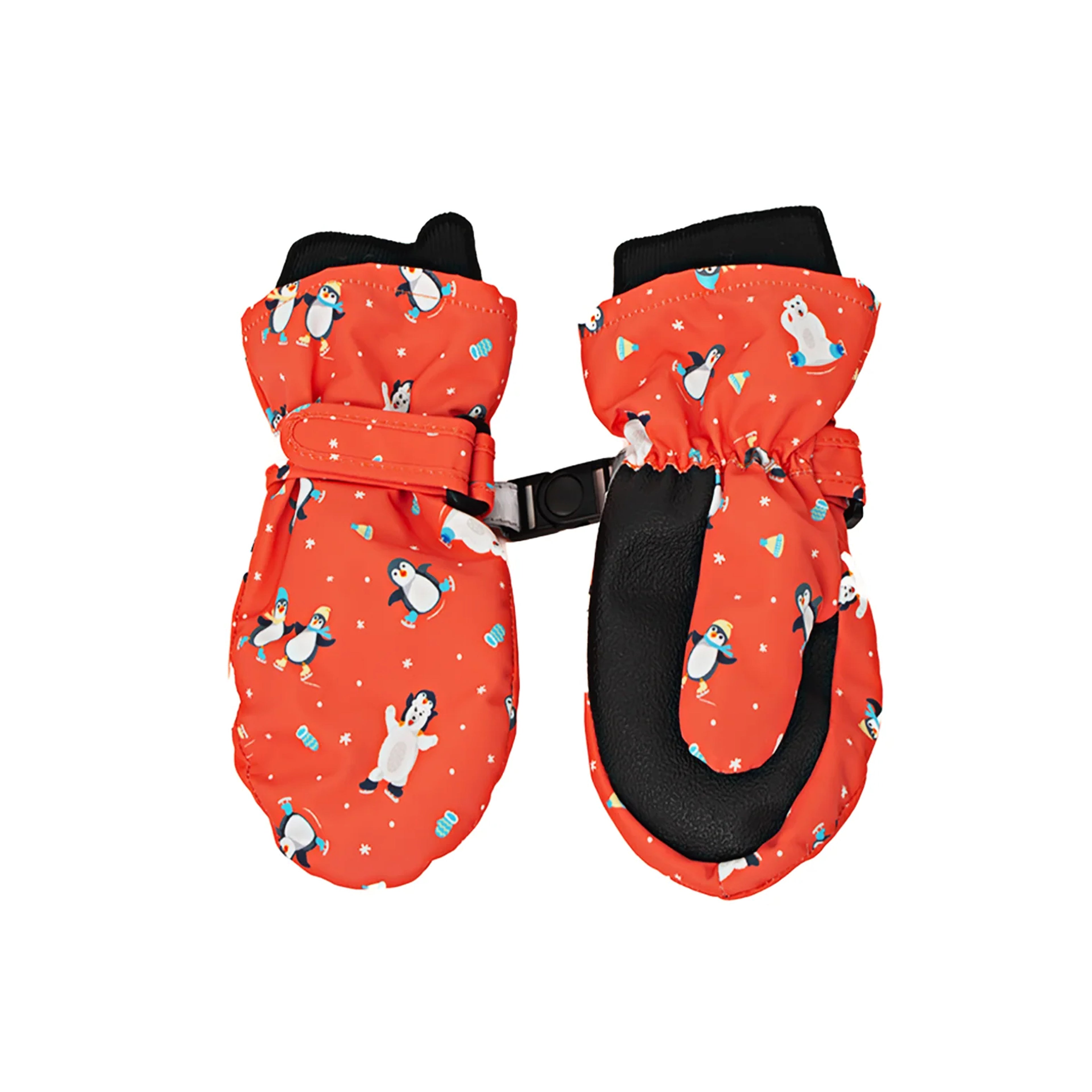 Flapjackkids - Water Repellent Ski Mittens - Skating Penguin